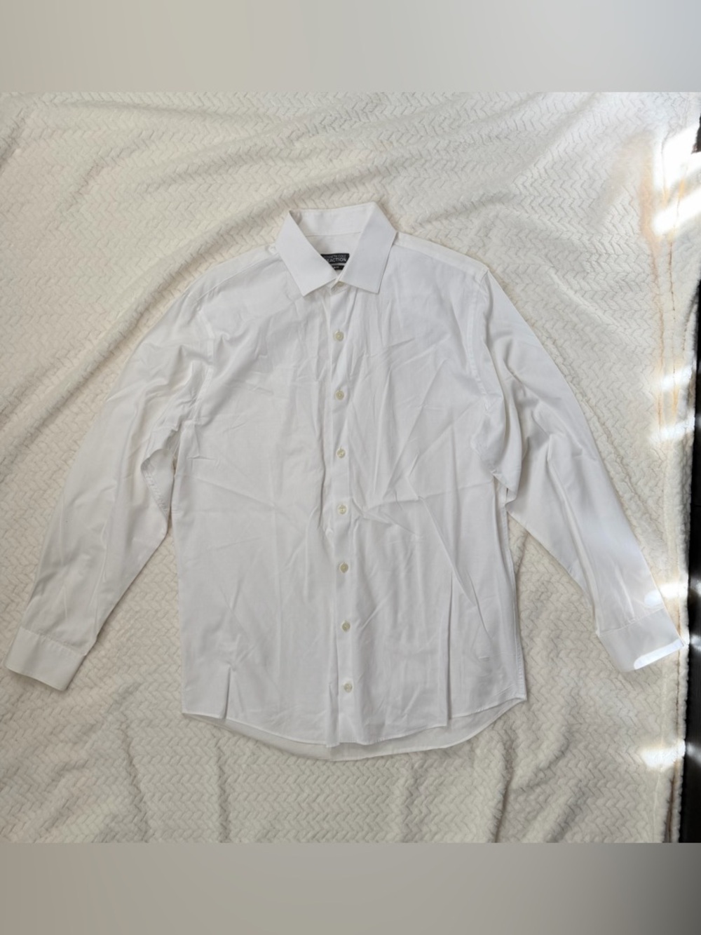 Kenneth Cole White Men's Dress Shirt Classic Point Collar Slim Fit size M 32/33